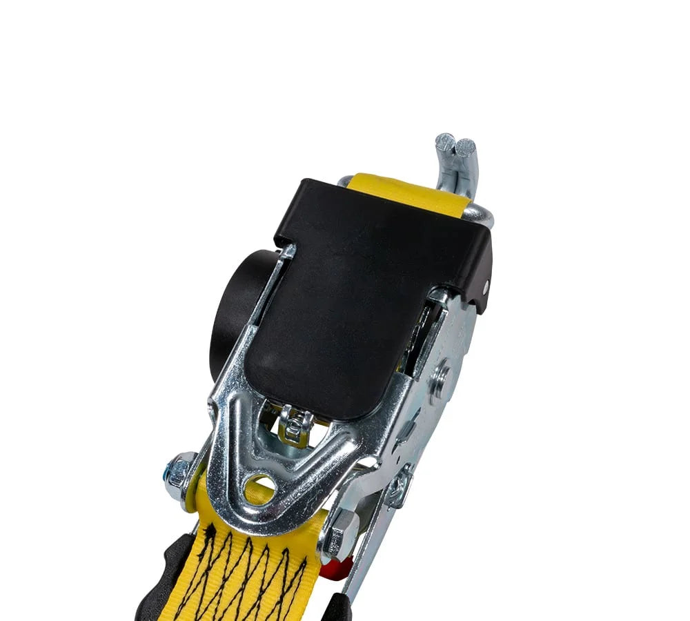 8 Pack 2" x 10' Retractable Ratchet Straps with Double J-Hook, 3,300 lbs Breaking Strength, Yellow U96539