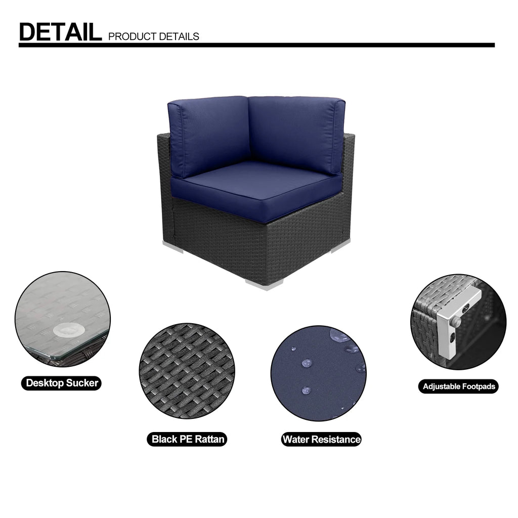 Blue PE Rattan Sofa Set of 7 with Cushions U325768