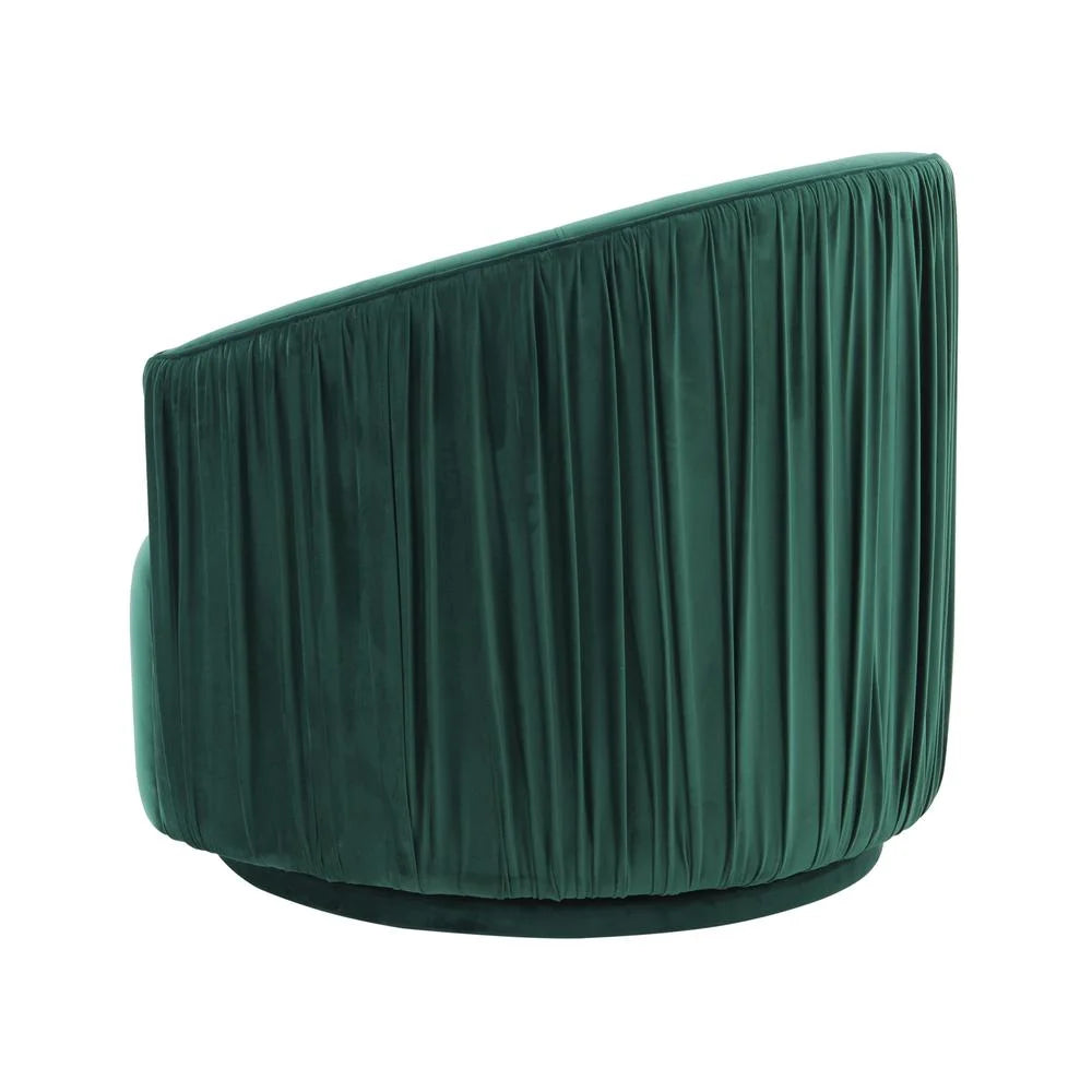 Forest Green Pleated Velvet Swivel Chair M53898