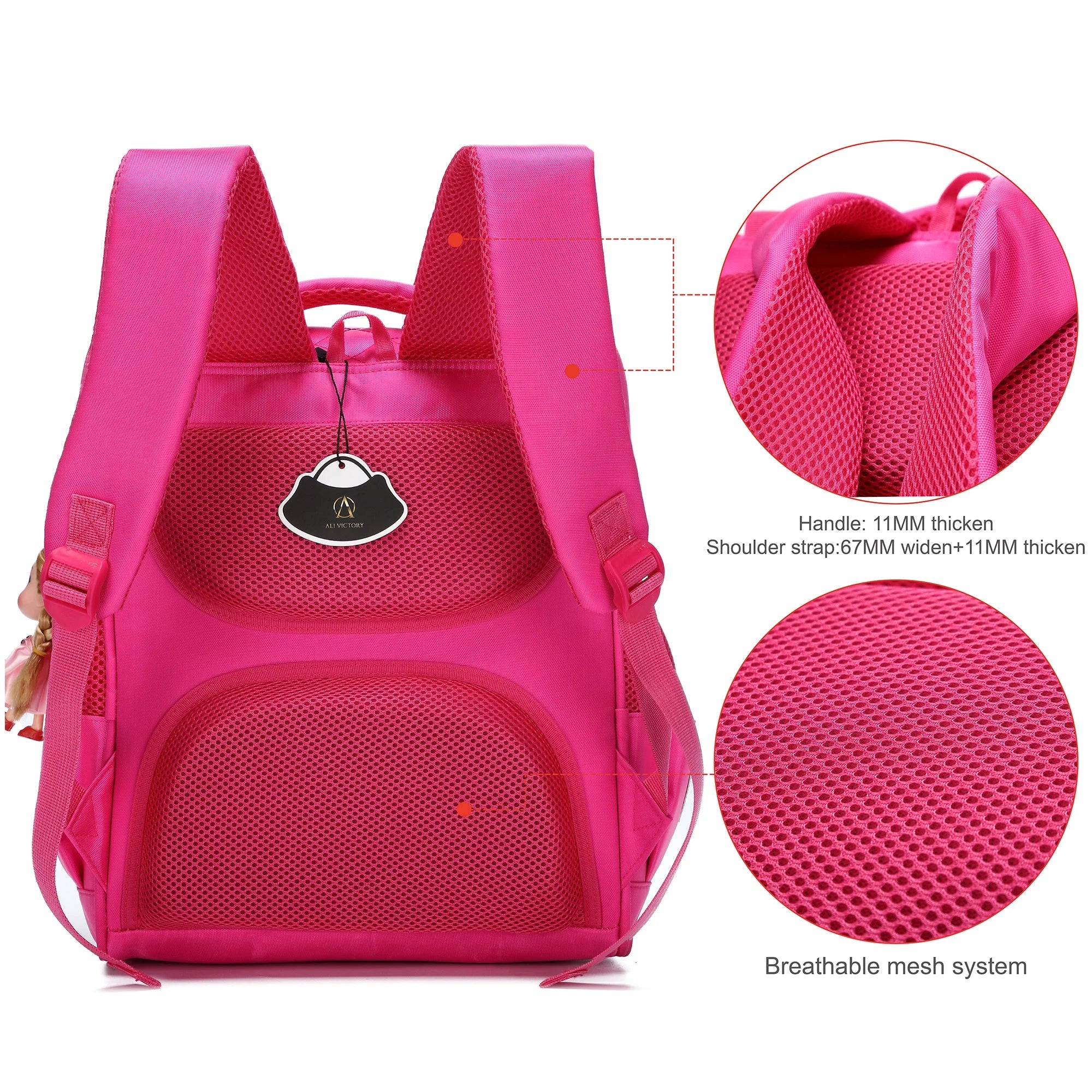 Rose Red Waterproof Kids Backpack X232