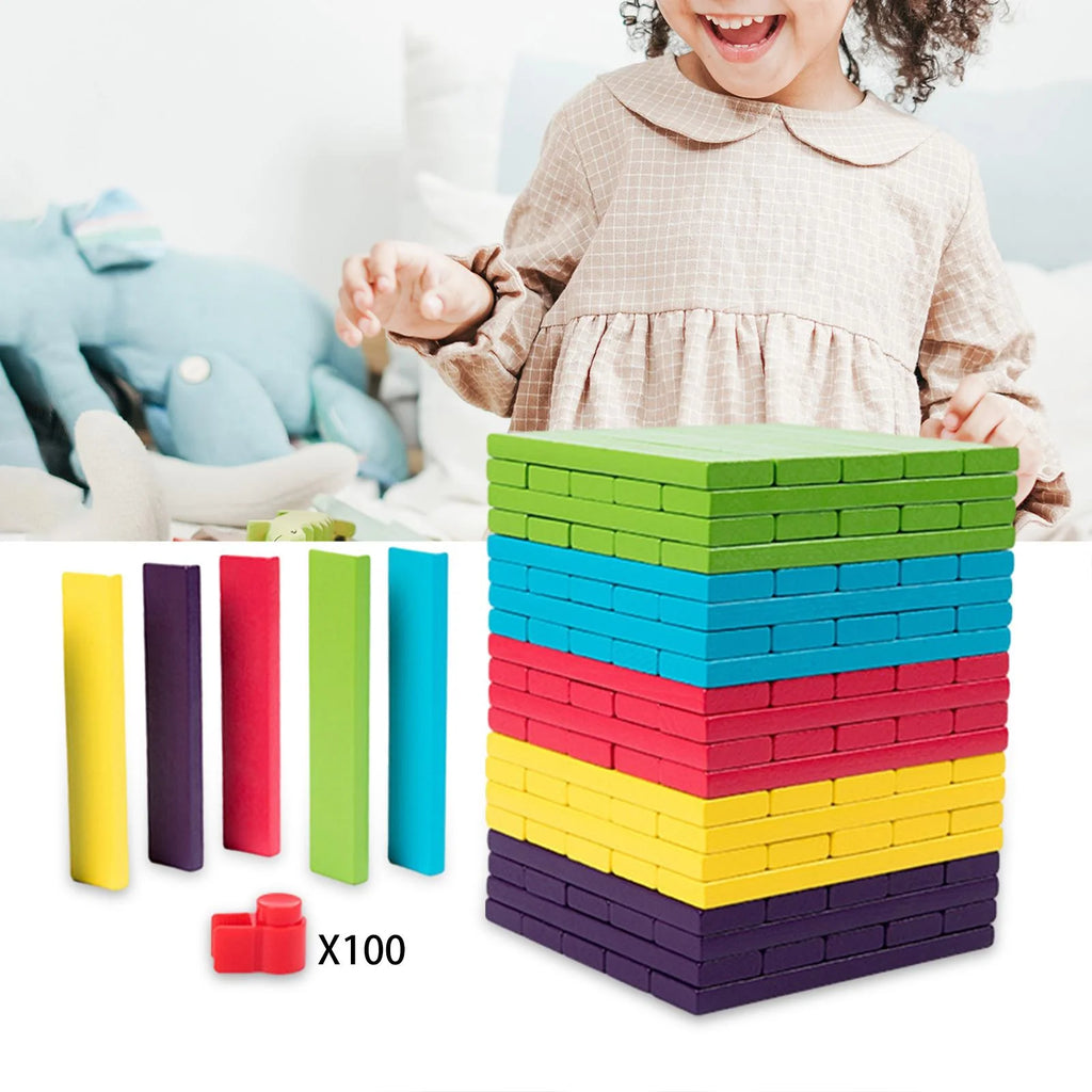 100 Pieces Wooden Blocks Stacking Game Building Kits Board Games J540