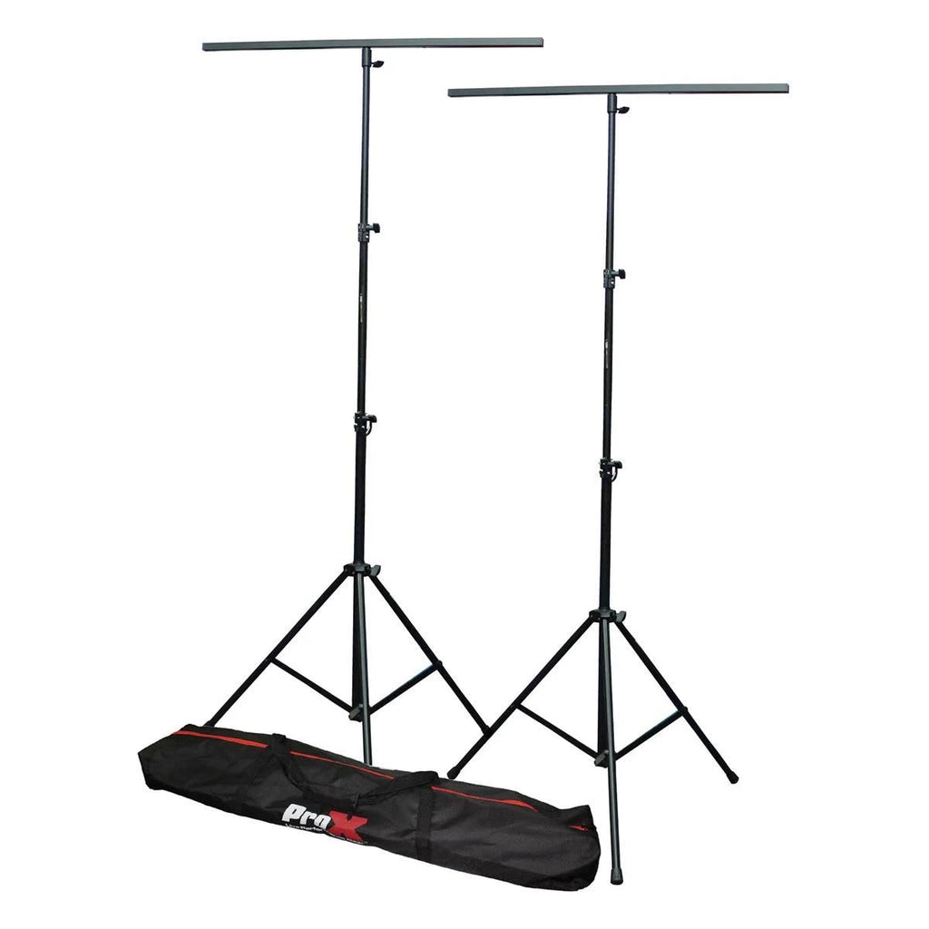 DJ Lighting Stand Package with 2 Stands Square T-Bars Carry Case 9ft Height O8543
