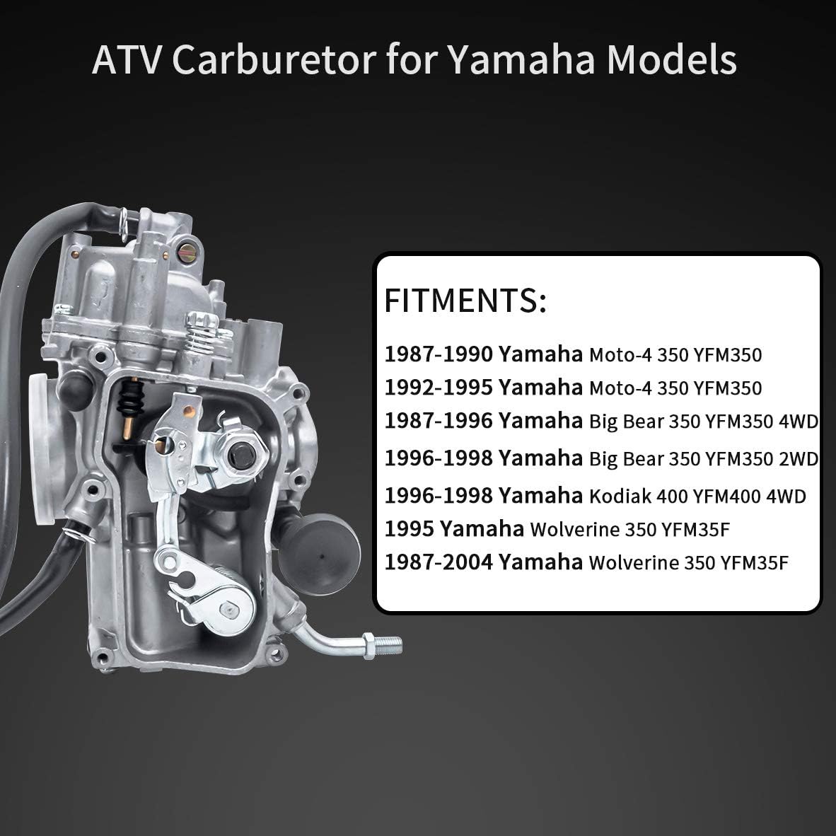 Carburetor for Yamaha Big Bear 350 YFM 350 2x4 4x4 ATV 1987-1996 H2376