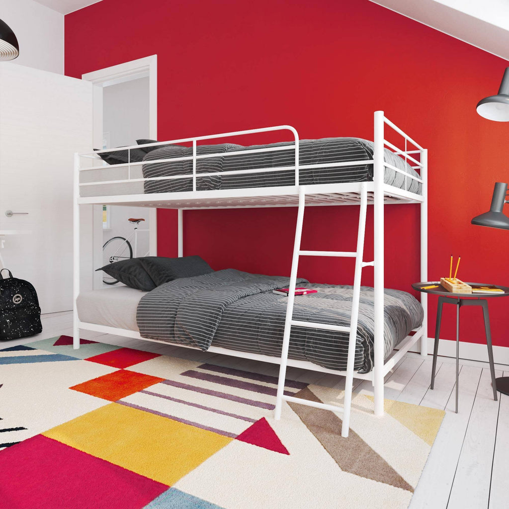 White Metal Twin Over Twin Bunk Bed U816