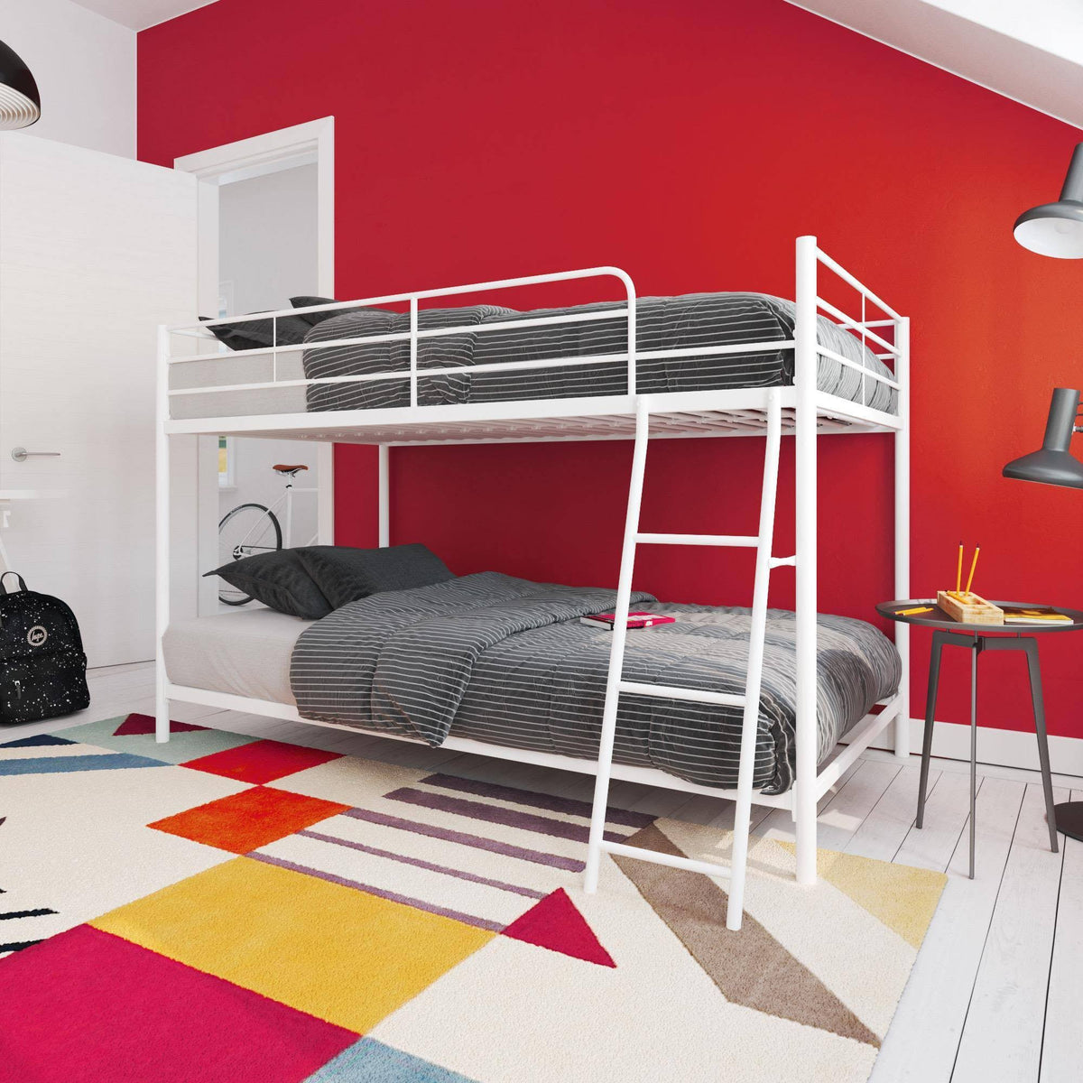 White Metal Twin Over Twin Bunk Bed U816