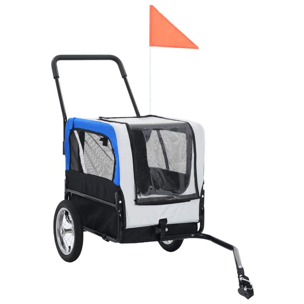 2-in-1 Pet Bike Trailer & Jogging Stroller Gray and Blue G219