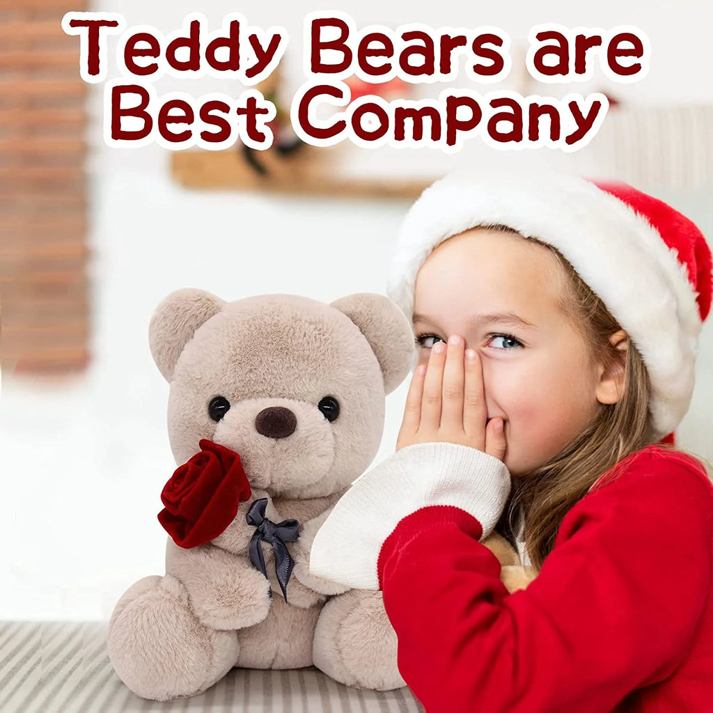 10 Inch Teddy Bear Plush Stuffed Animal with Rose K636