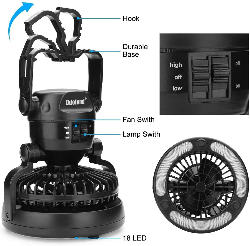2in1 Portable Camping Tent LED Lights with Ceiling Fan Outdoor Hanging Lantern G950124