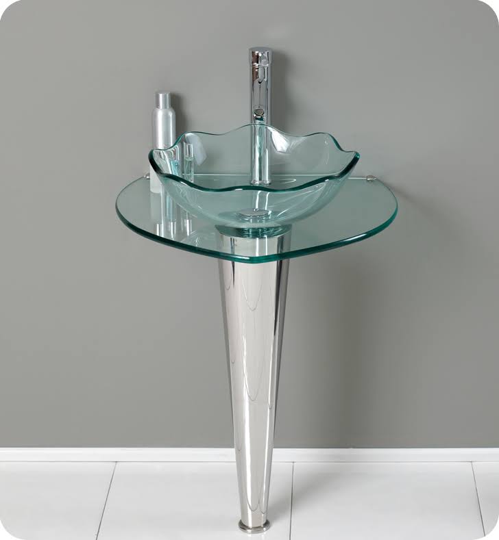 Glass Stainless Steel Bathroom Vanity with Vessel Sink P713