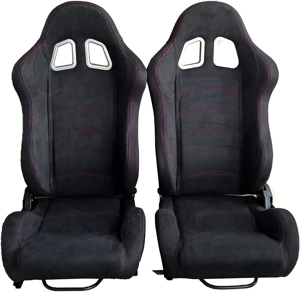 Black Suede Leather Racing Seat with Harness E3485