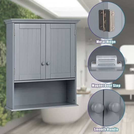 Gray Wall Mount Bathroom Storage Cabinet W516776