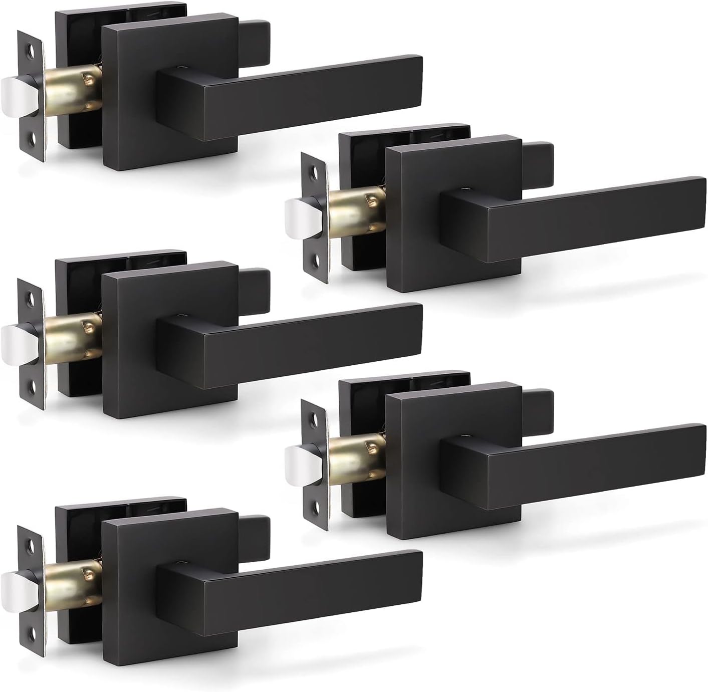 Matte Black 8 Pack Interior Door Lever Handles X840306