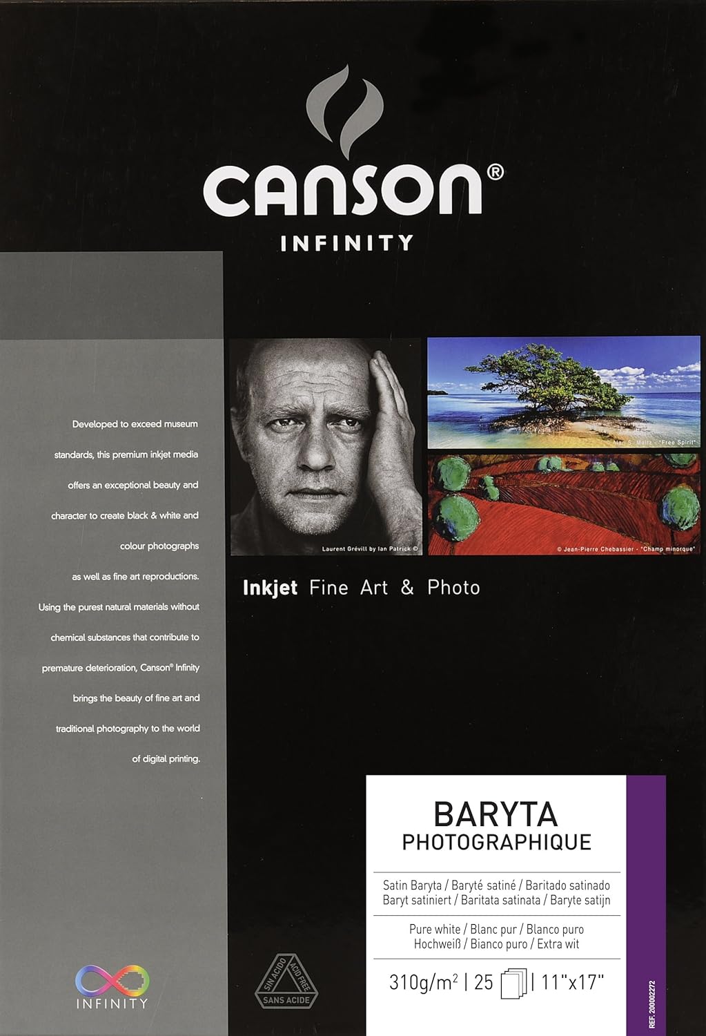 Baryta Photographique Fine Art Photo Paper, Acid Free, 8.5 x 11 Inch, White, 25 Sheets J5363