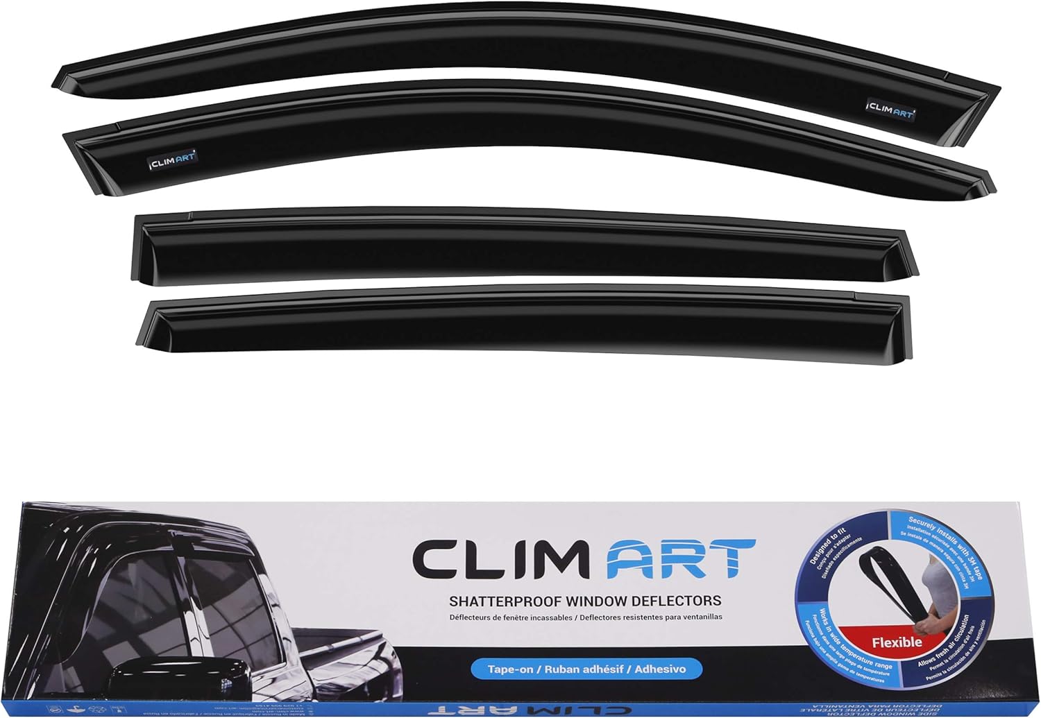 4 pcs Dark Smoke Tape-on Window Deflectors K410