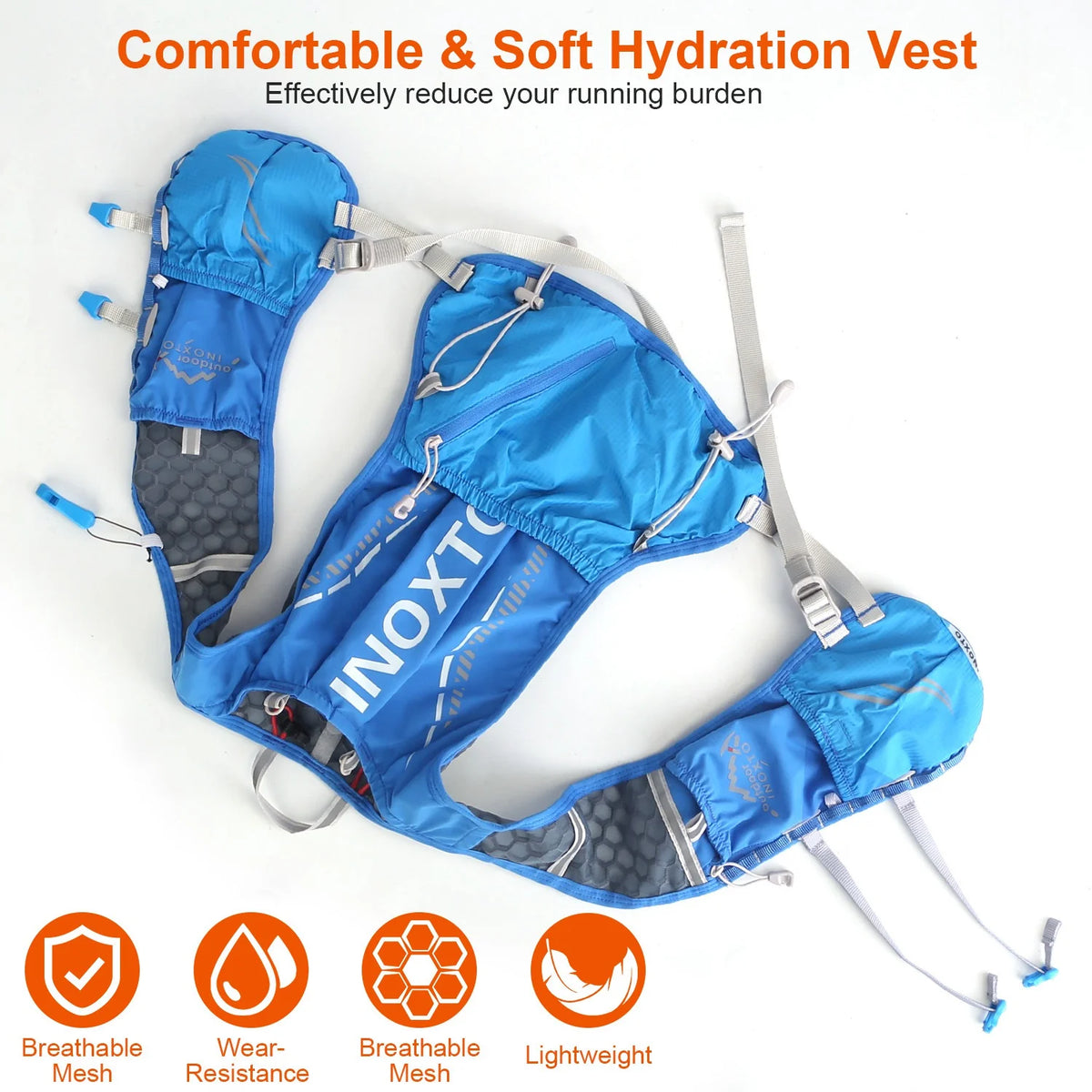 Blue Hydration Vest Backpack with 2.4L Water Bladder G122707