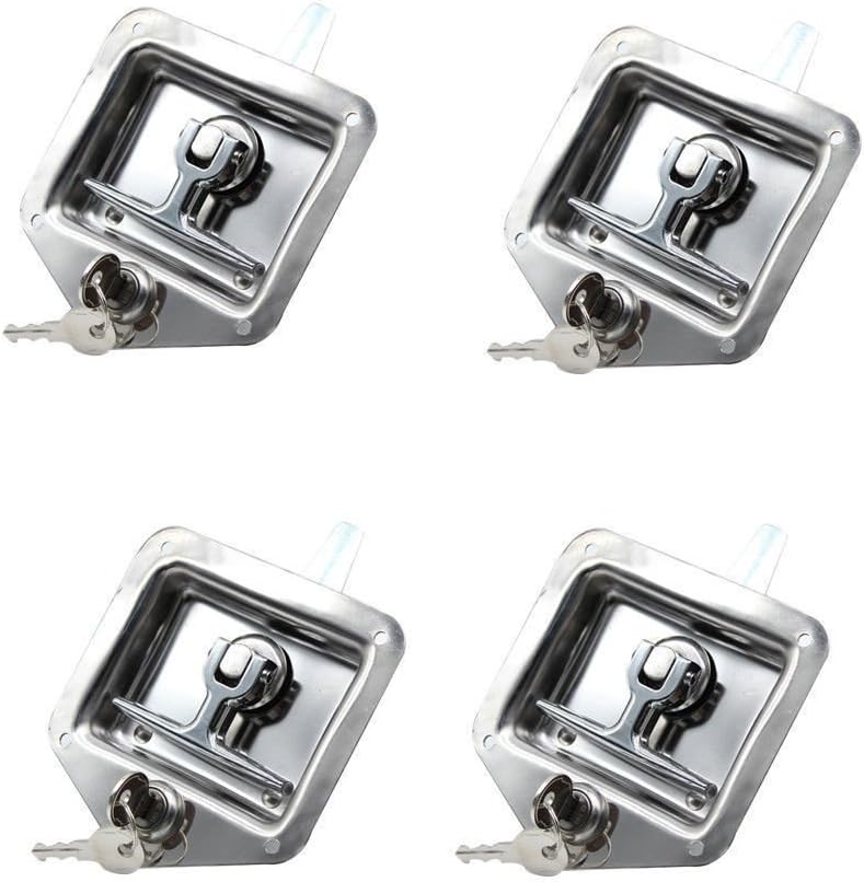 4Pcs T-Handle Lock 304 Stainless Steel Trailer Door Latch with Gasket Y5666