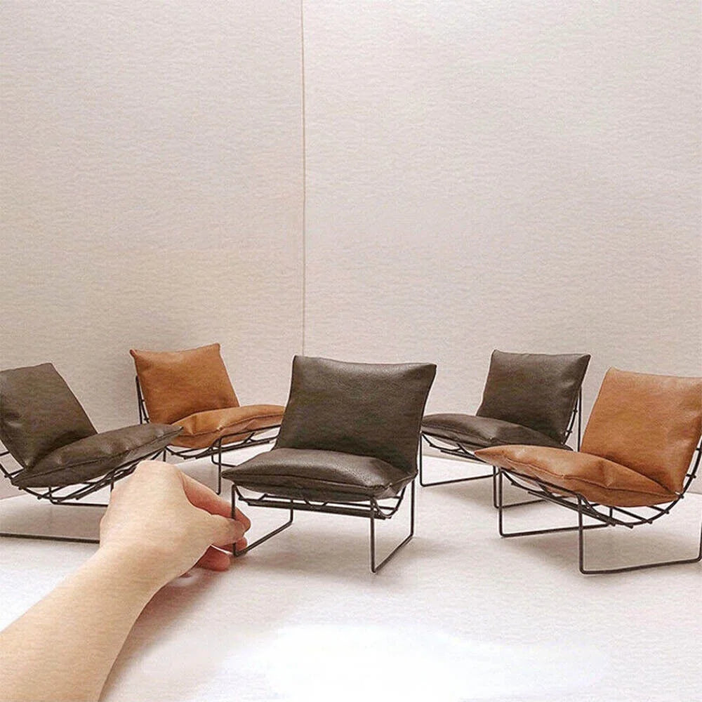 1/6 Scale Dollhouse Miniature Sofa Chairs Armchairs Metal Furniture G344451