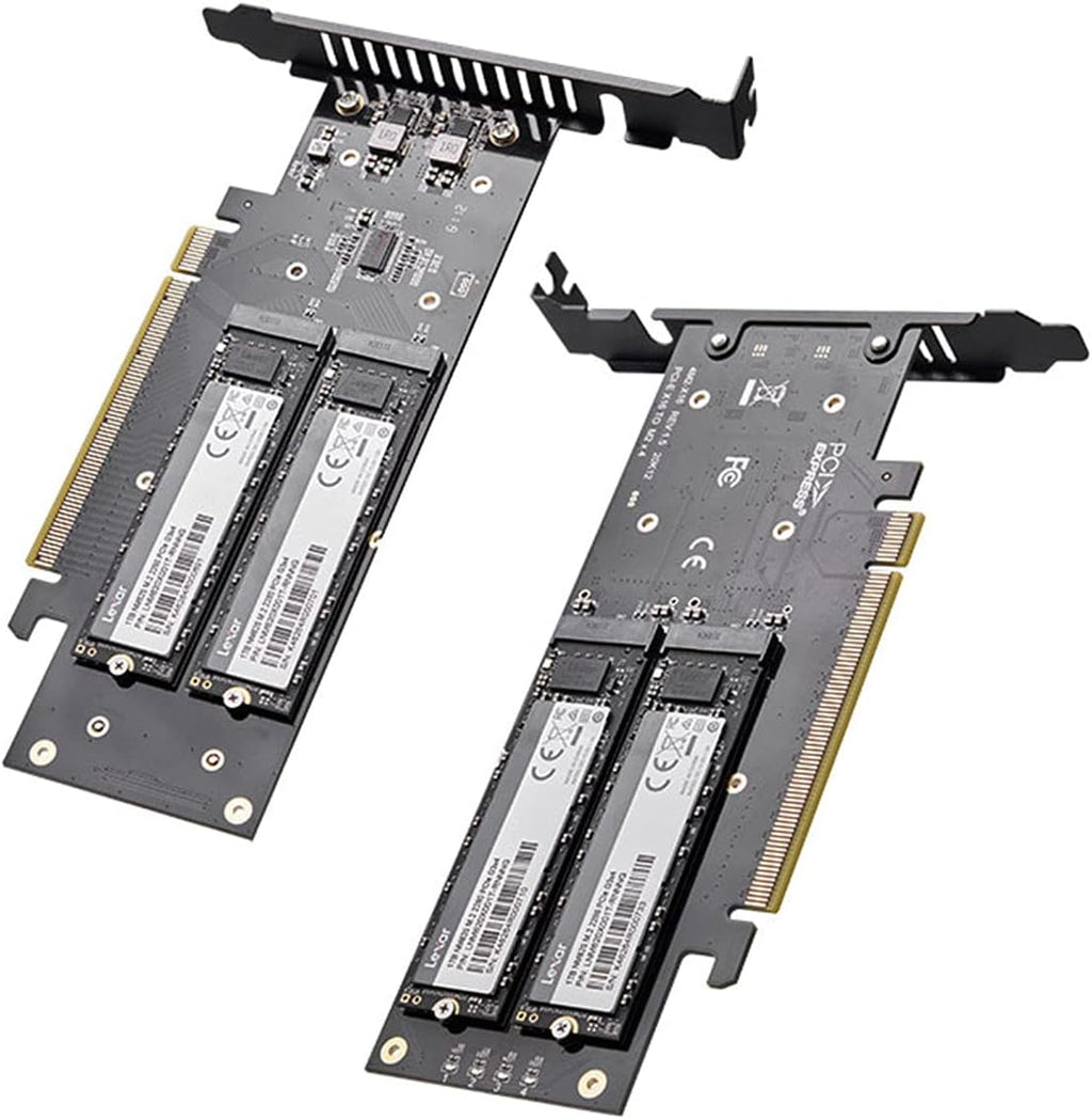Quad NVMe PCIe 4.0 Expansion Card for 4 NVMe M.2 SSD 2280, Pack of 2 E5636