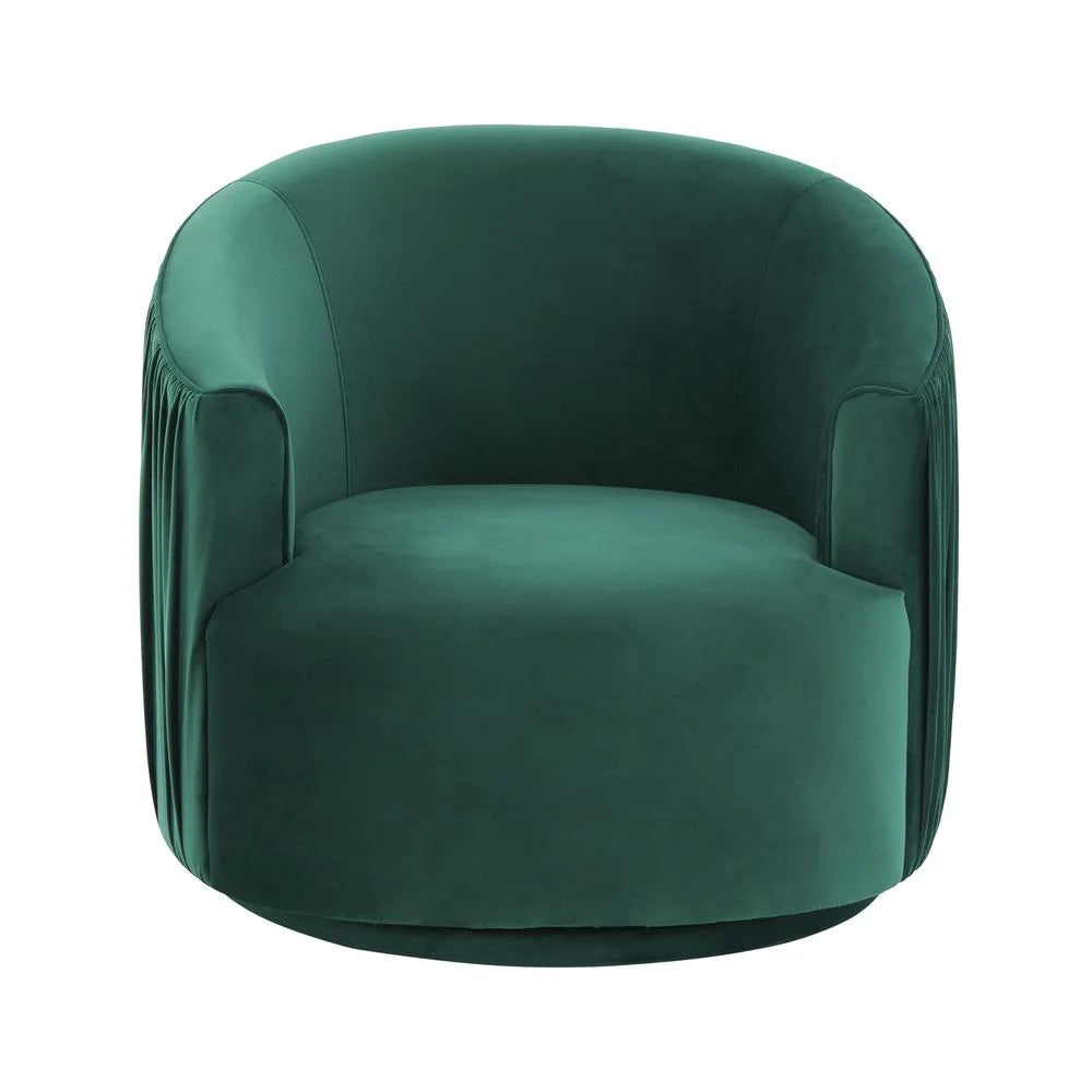Forest Green Pleated Velvet Swivel Chair M53898