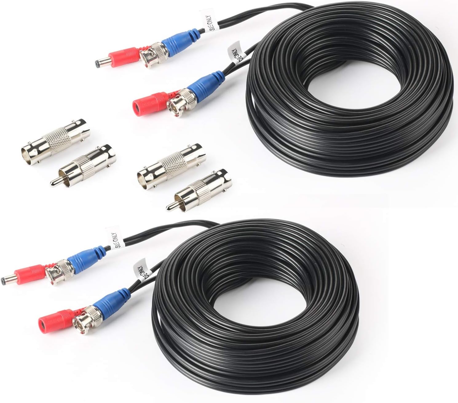 2Pack 50Feet BNC Video Power Cable for CCTV Security System with Connectors W64752