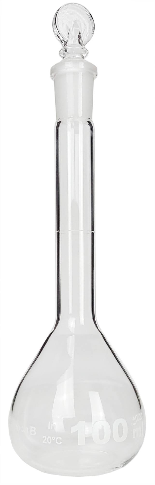 Volumetric Flask with Ground Glass Stopper, 100ml Capacity, Case of 50 J71069
