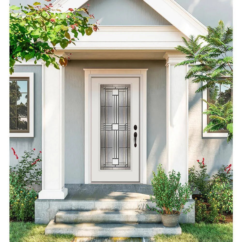 36 in. x 80 in. Full Lite Primed Steel Prehung Left-Hand Inswing Front Door with Brickmould B22873