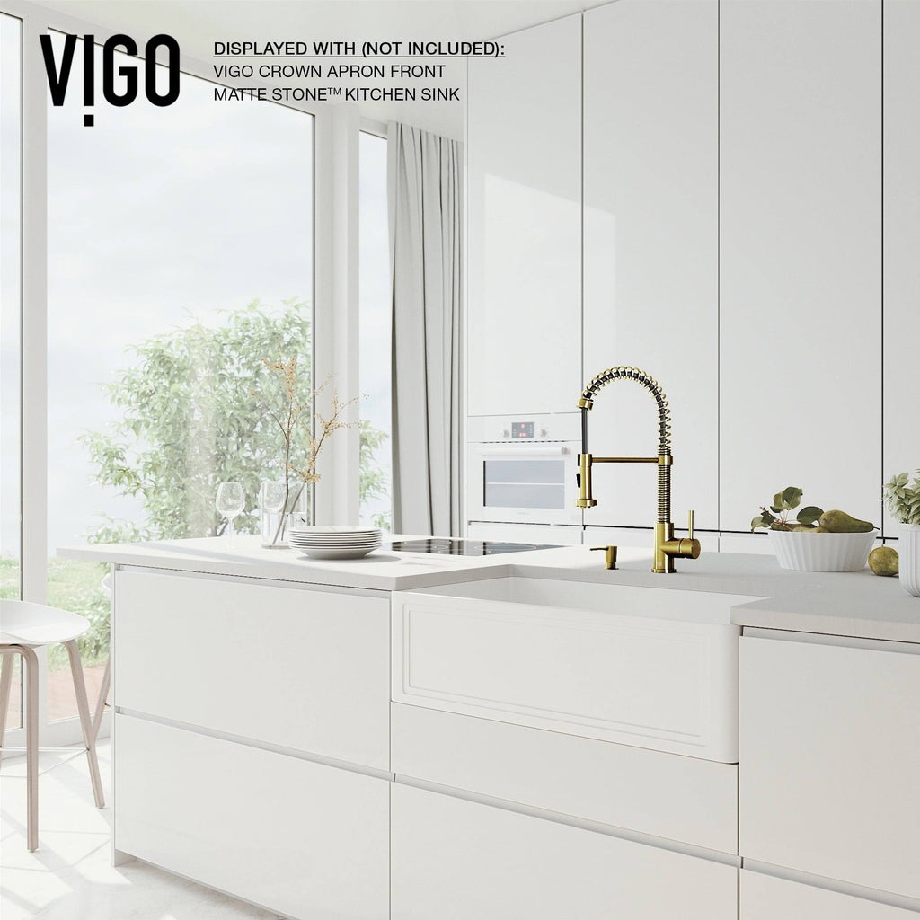 Matte Gold Pull-Down Kitchen Faucet with Soap Dispenser C332387