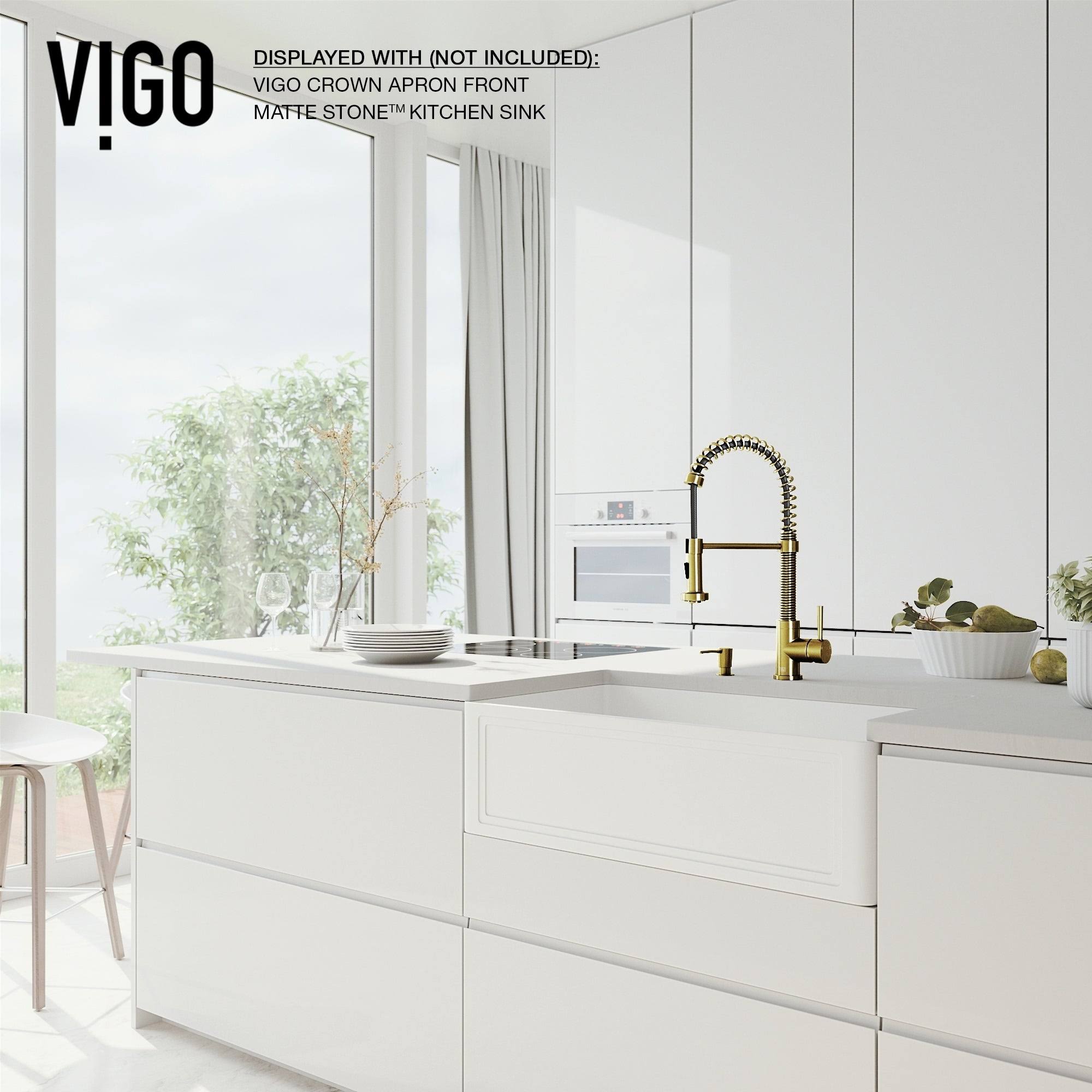 Matte Gold Pull-Down Kitchen Faucet with Soap Dispenser C332387
