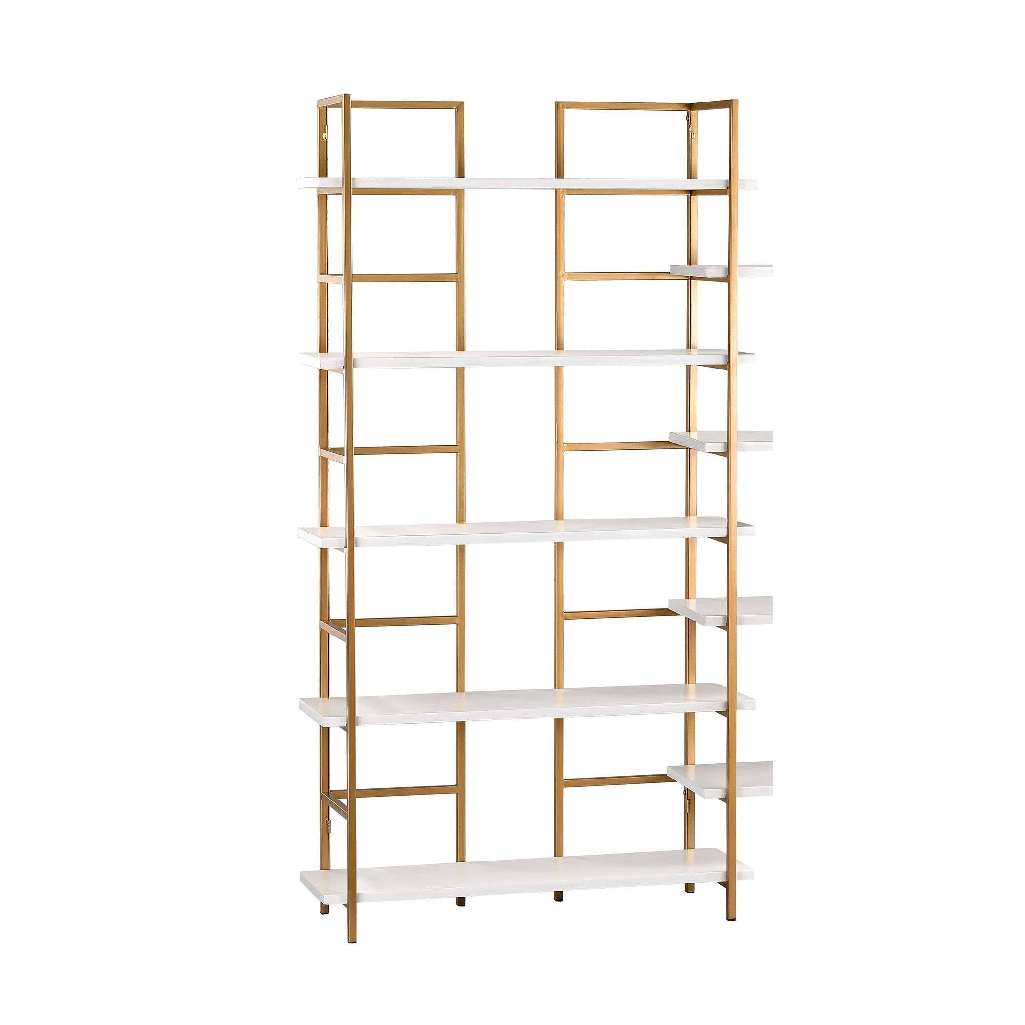 White and Gold Shelving Unit I59930