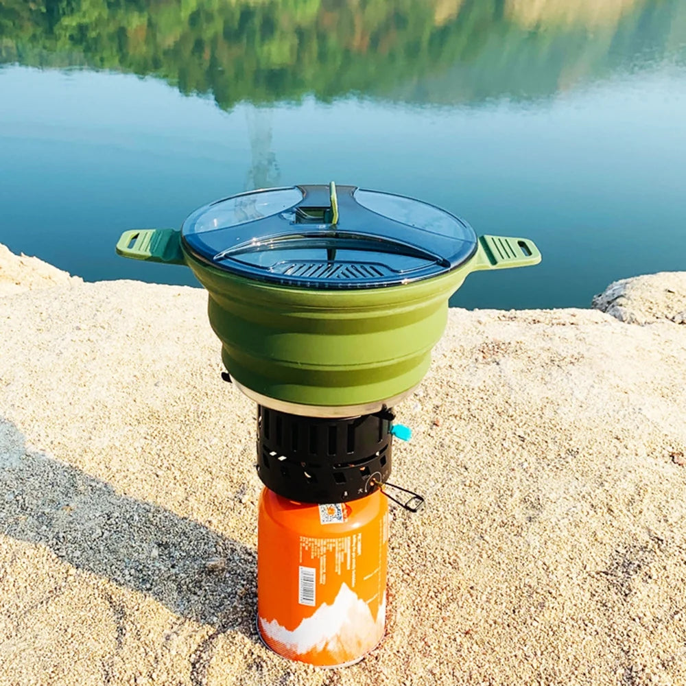 Folding Pot Set Portable Cookware Pan for Compact Camping B874