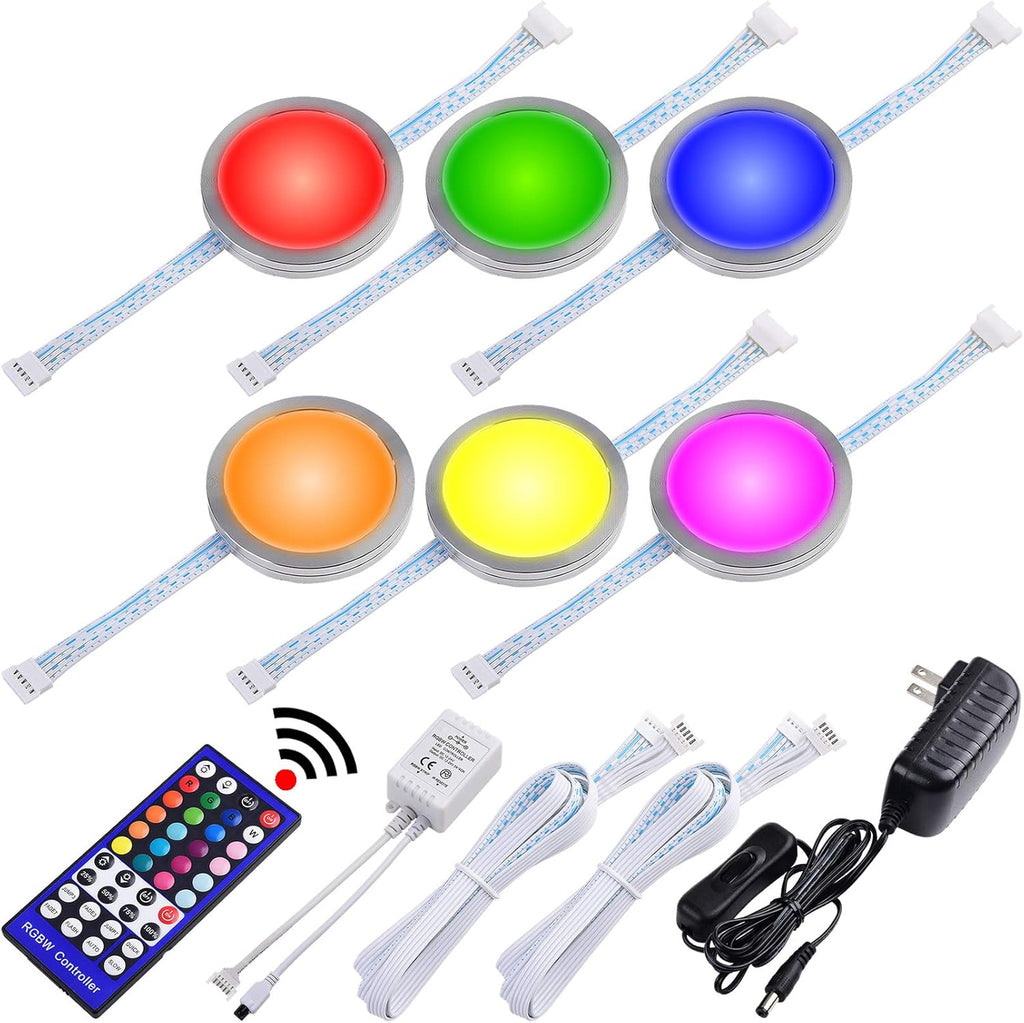 6 Lights Linkable Under Cabinet LED Puck Light with Wireless Remote Control P969