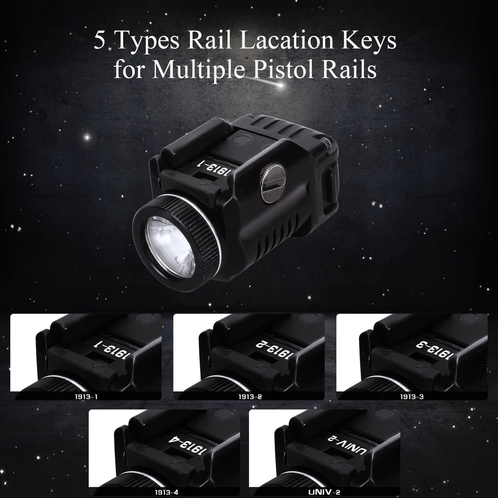 Tactical Flashlight, Pistol Light Rail Mounted 500 Lumens Compact Weapon Lights N98319
