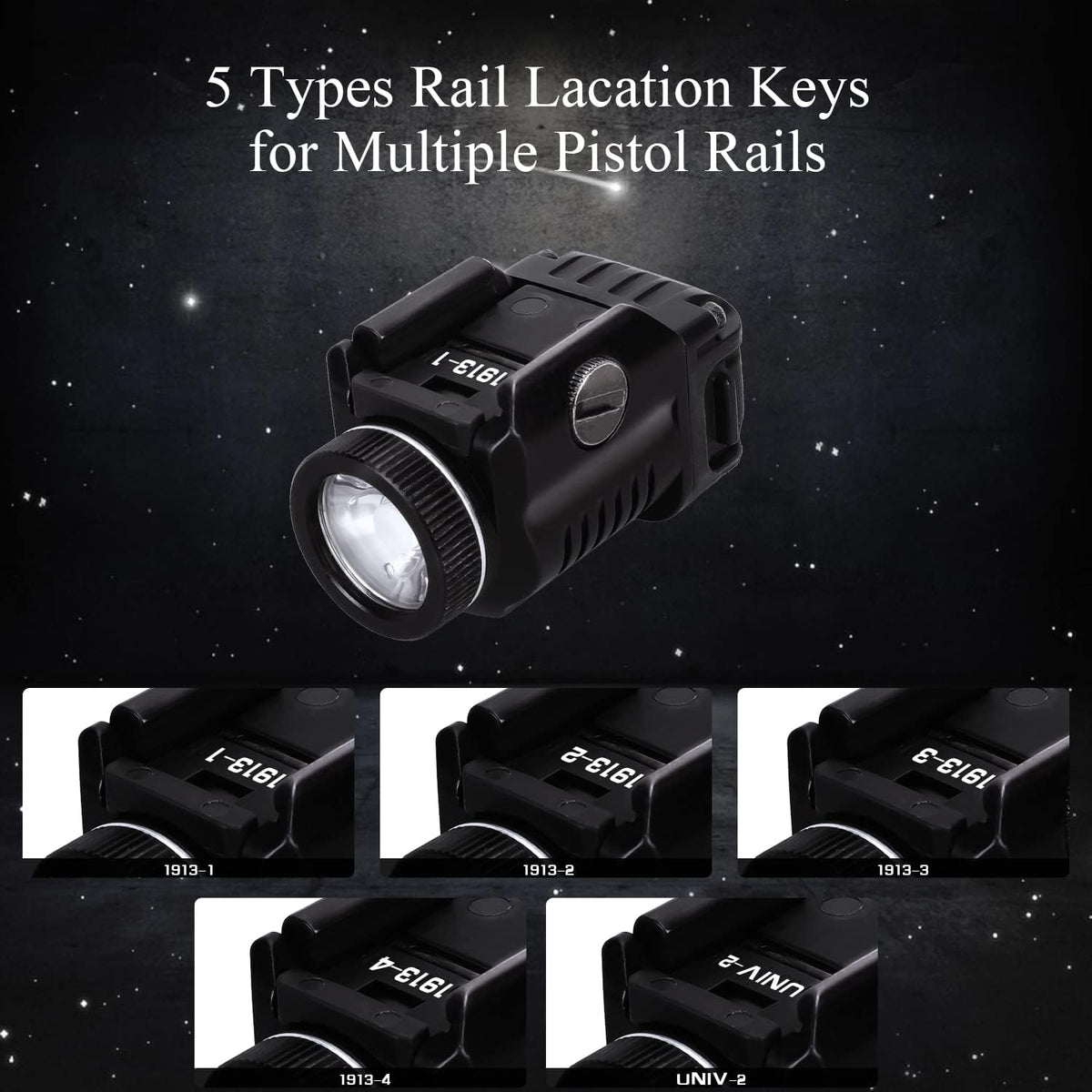 Tactical Flashlight, Pistol Light Rail Mounted 500 Lumens Compact Weapon Lights N98319