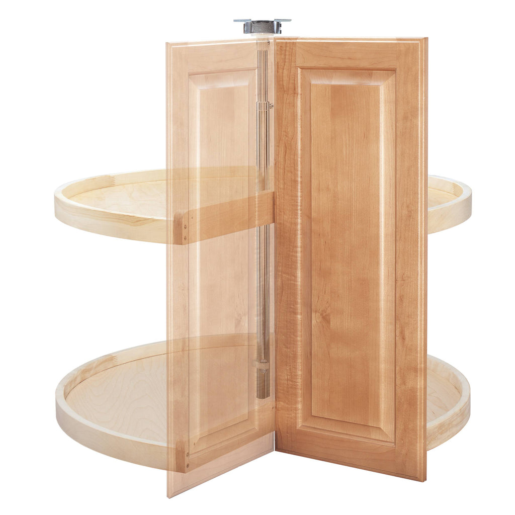 28x22 Wood Pie-Cut Lazy Susan 2-Shelf Set Q1796