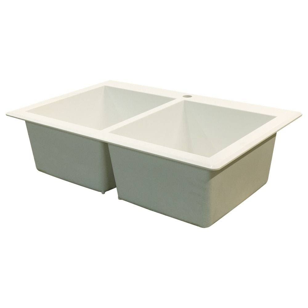 Cafe Latte Double-Basin Granite Drop-in Kitchen Sink G603849