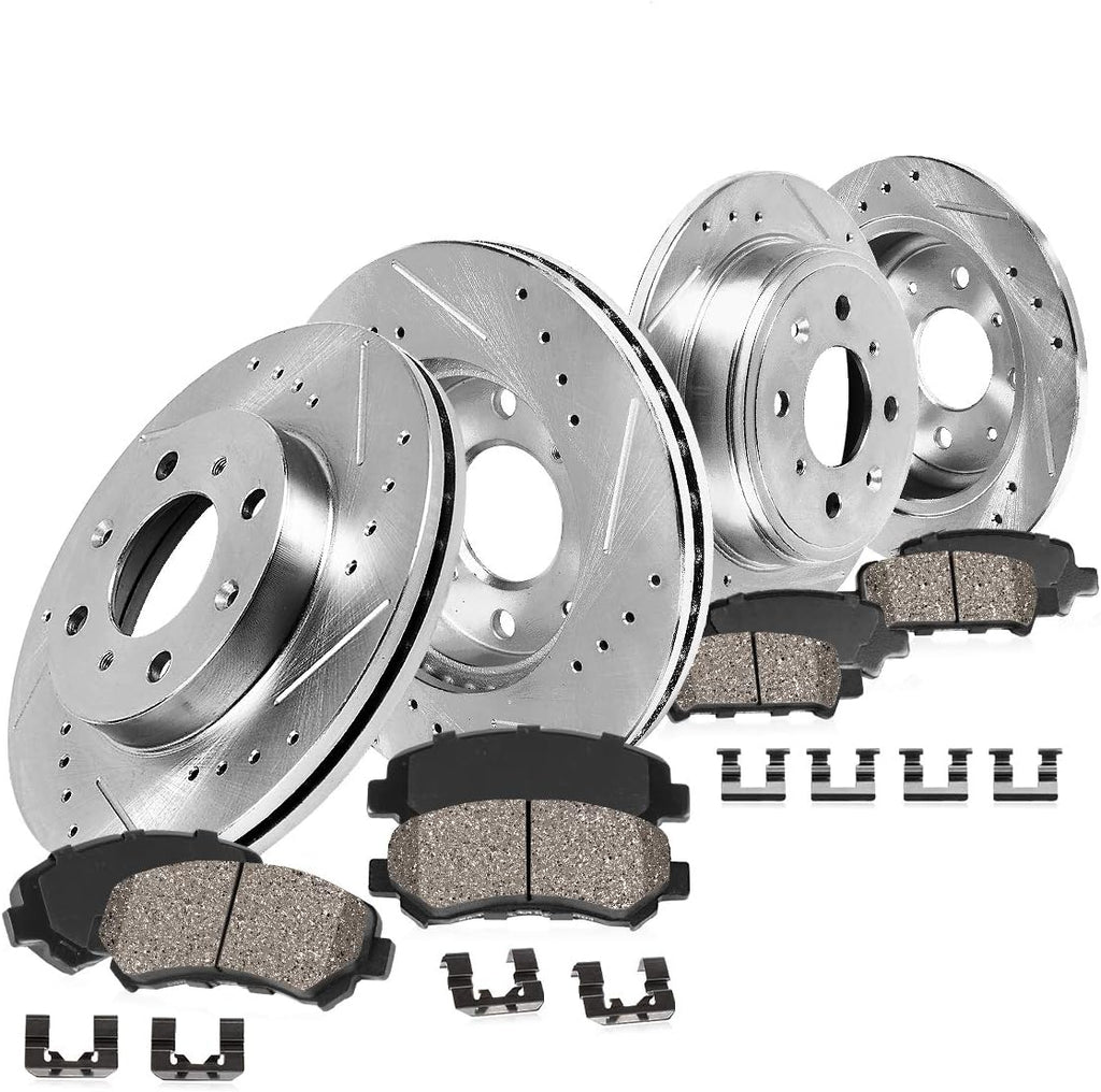 4 Lug Ceramic Brake Rotors and Pads with Clips C91398