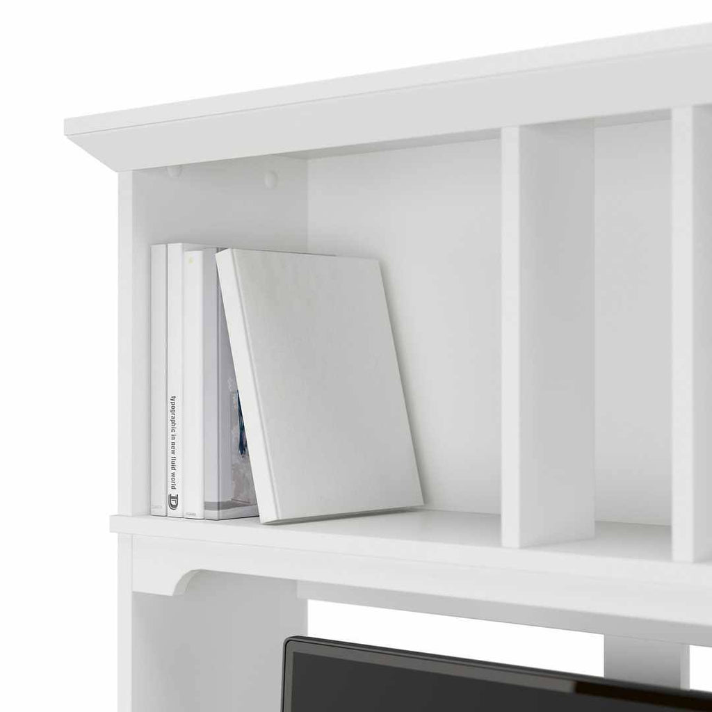 Pure White and Shiplap Gray L Shaped Desk with Hutch Z871840
