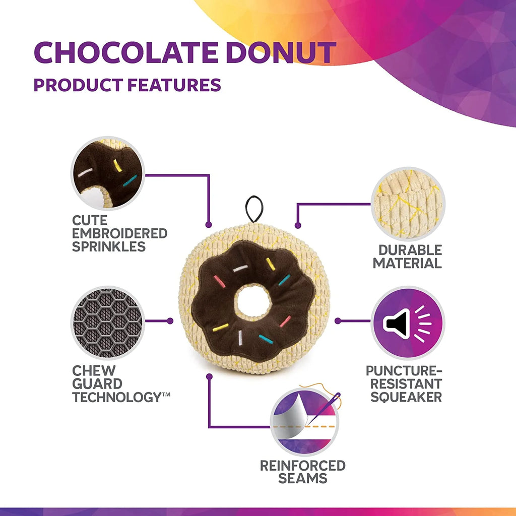 Chocolate Donut Squeaky Plush Dog Toy, Brown, Large M825