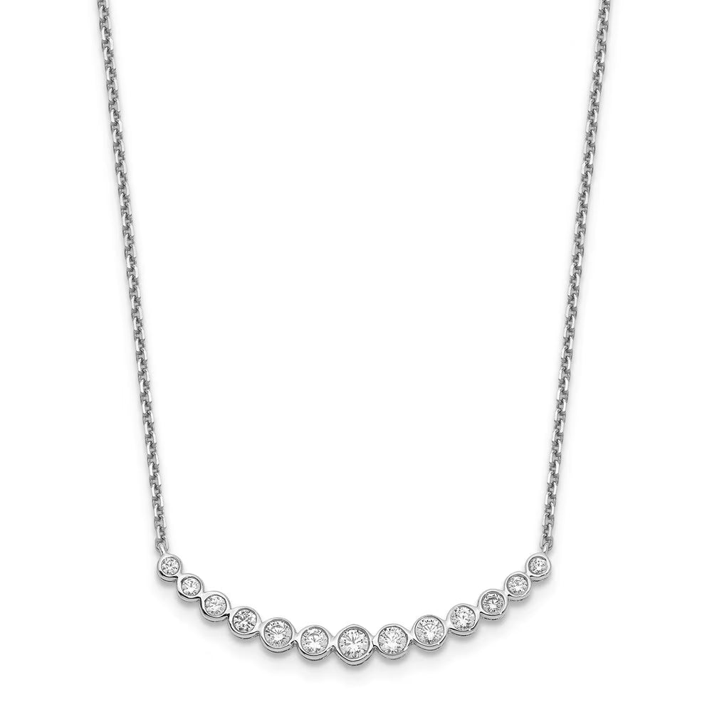 14kt White Gold Diamond Curved Bar Necklace 18 inch Lobster Clasp E942225