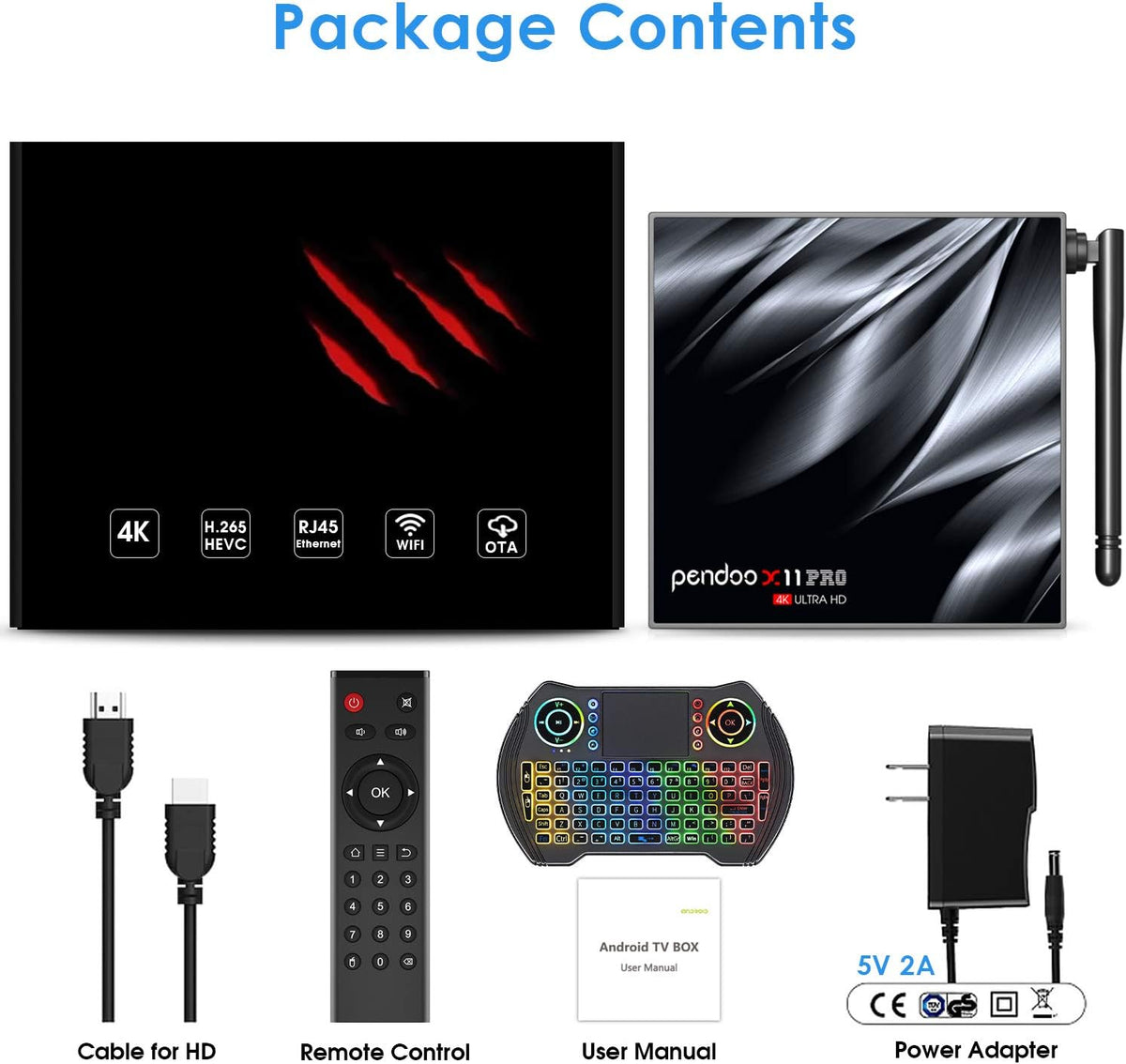 Android TV Box 4GB 64GB Quad-Core Dual WiFi with Mini Wireless Keyboard Pack of 2 U818