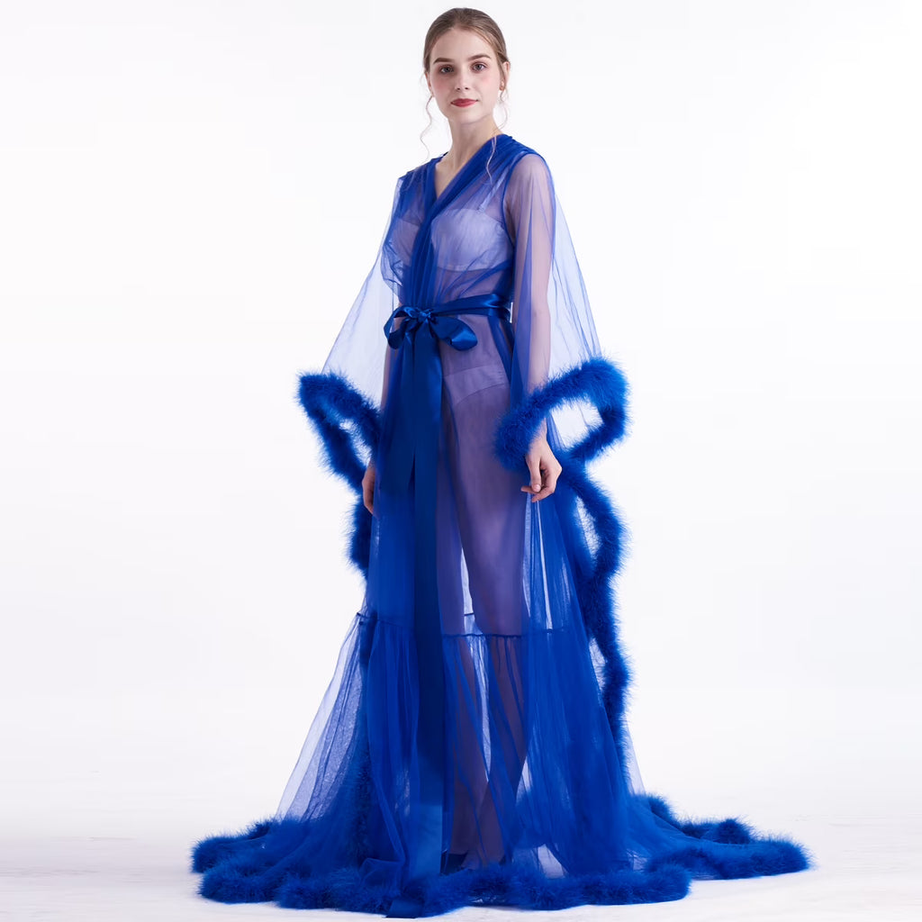 Sheer Long Tulle Robe B71331