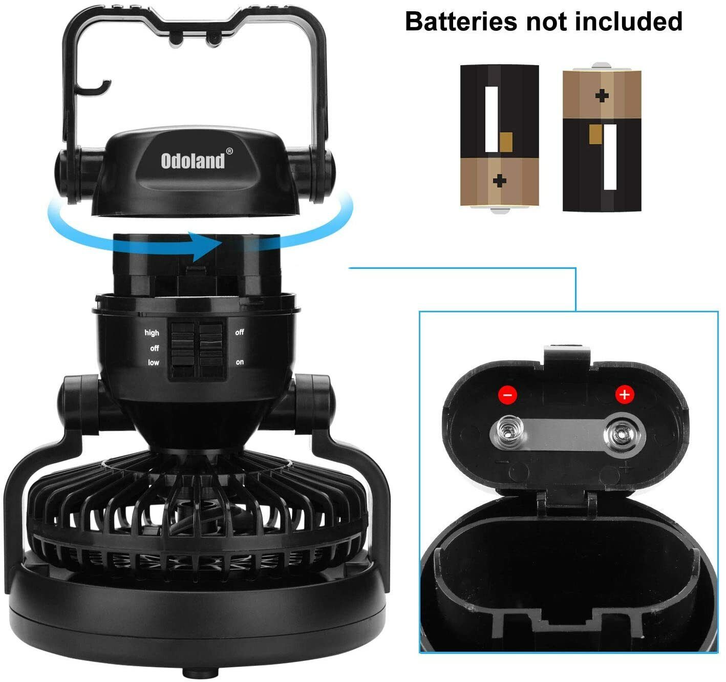 2in1 Portable Camping Tent LED Lights with Ceiling Fan Outdoor Hanging Lantern G950124