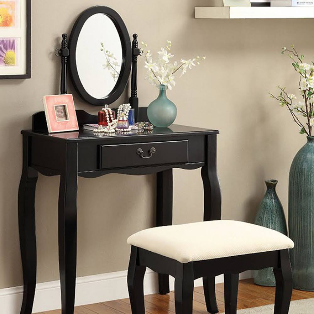 Black Vanity with Stool J525043