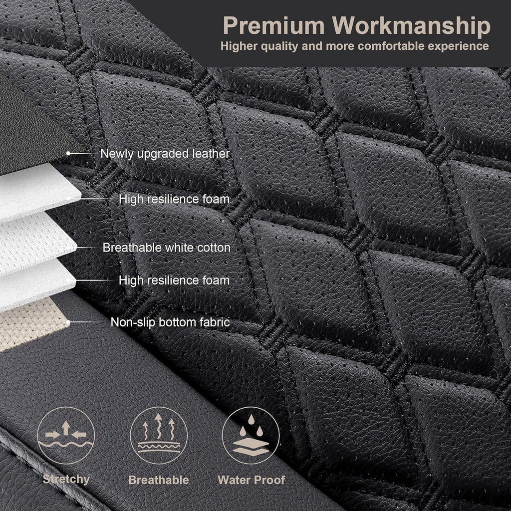 Pu Leather Car Seat Covers Full Set for Toyota RAV4 Hybrid 2019 2020 2021 2022 (Black) V6966