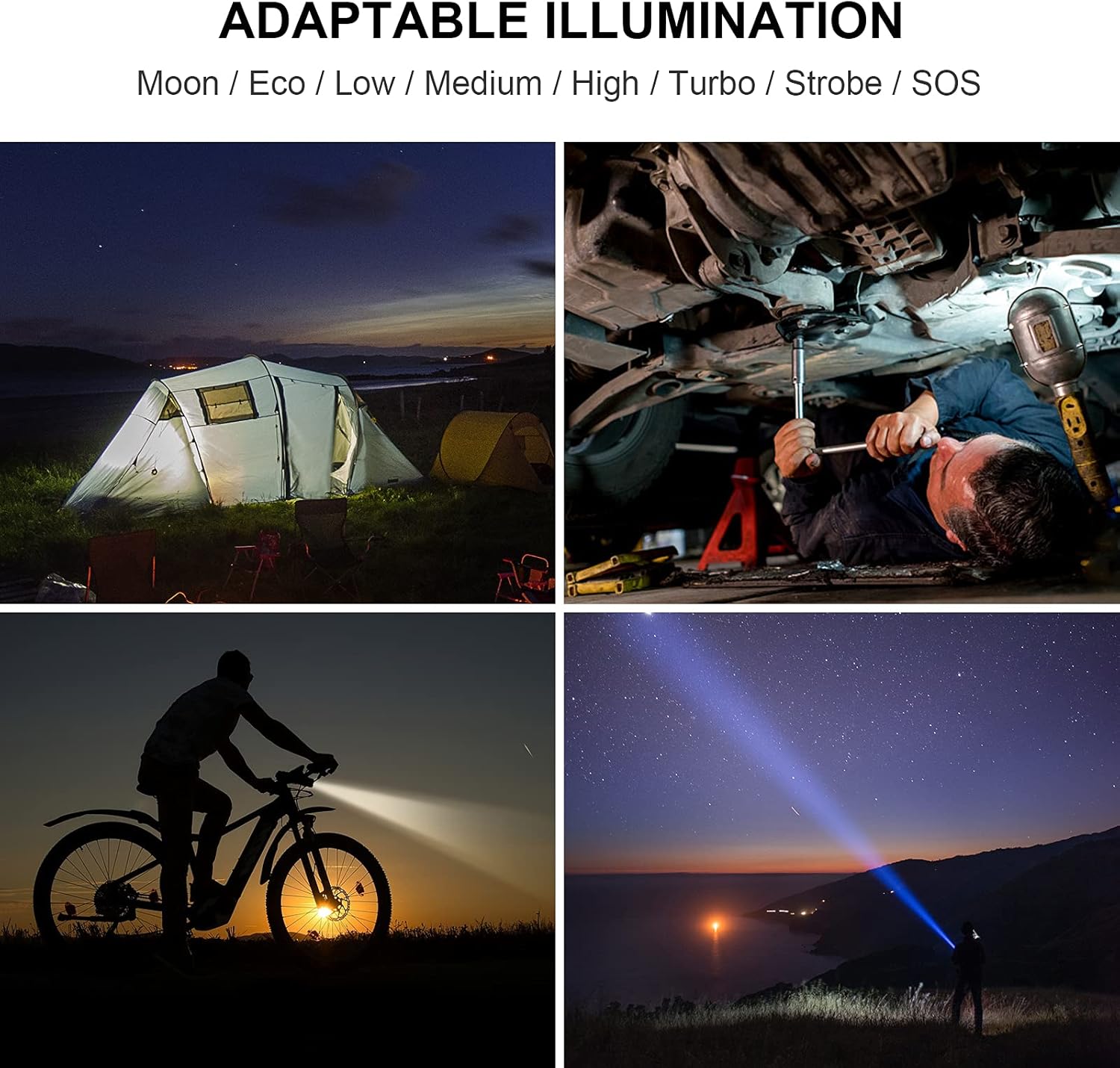 Rechargeable LED Flashlight 2000 Lumen with ATR, USB-A to USB-C Cable R4230