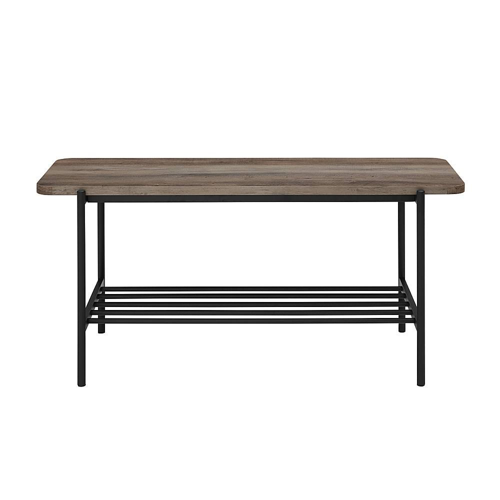 Grey Wash Wood and Metal Mesh Bench H99357