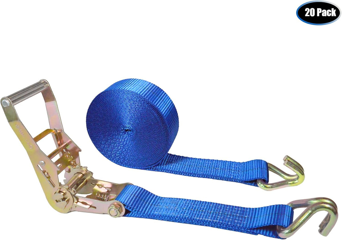 2” x 30’ Double Wire J Hook Ratchet Straps (Pink, 8 Pack) S2673