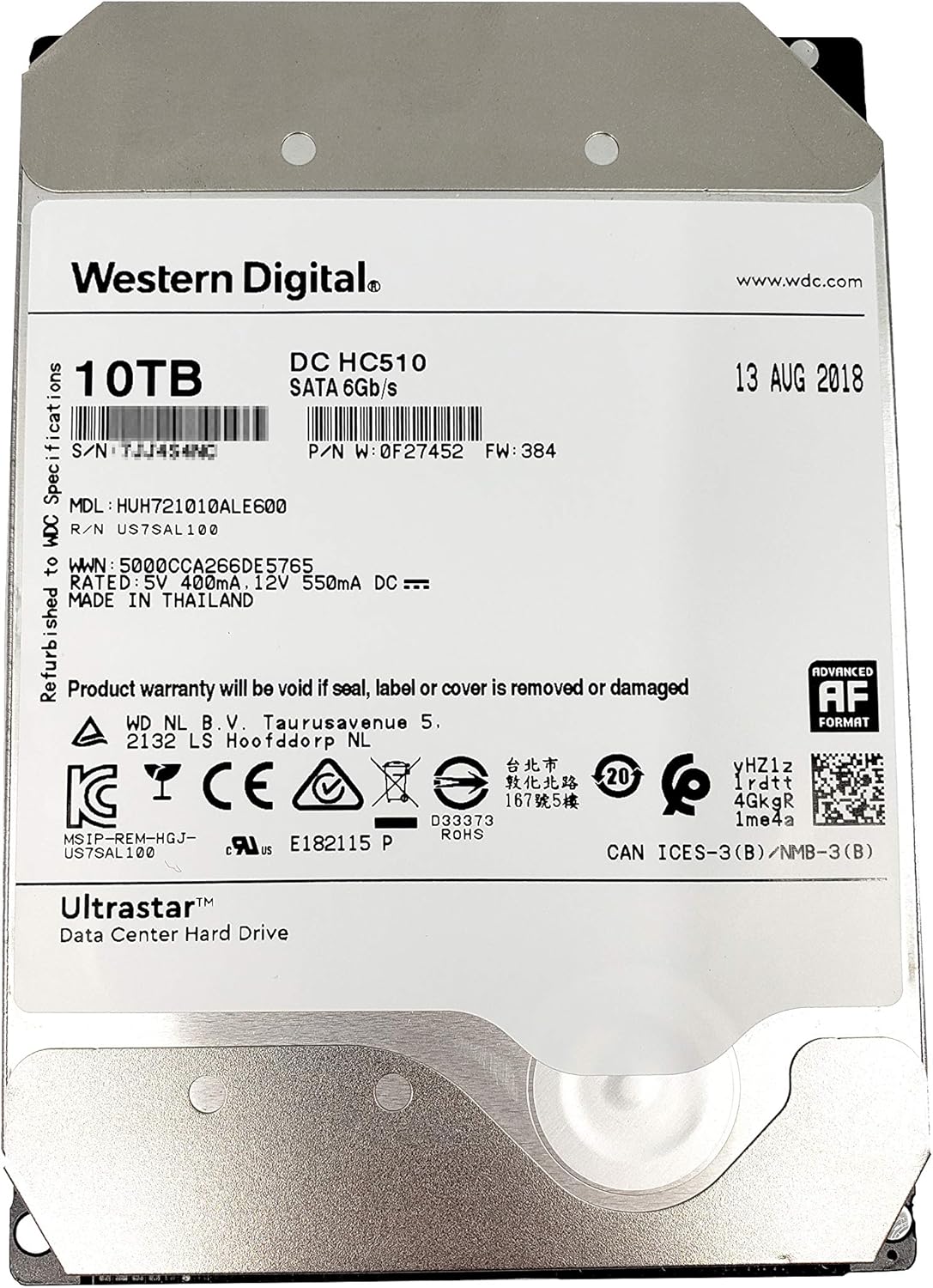 10TB 7200 RPM SATA 6.0Gb/s 3.5in Internal Hard Drive Z5057