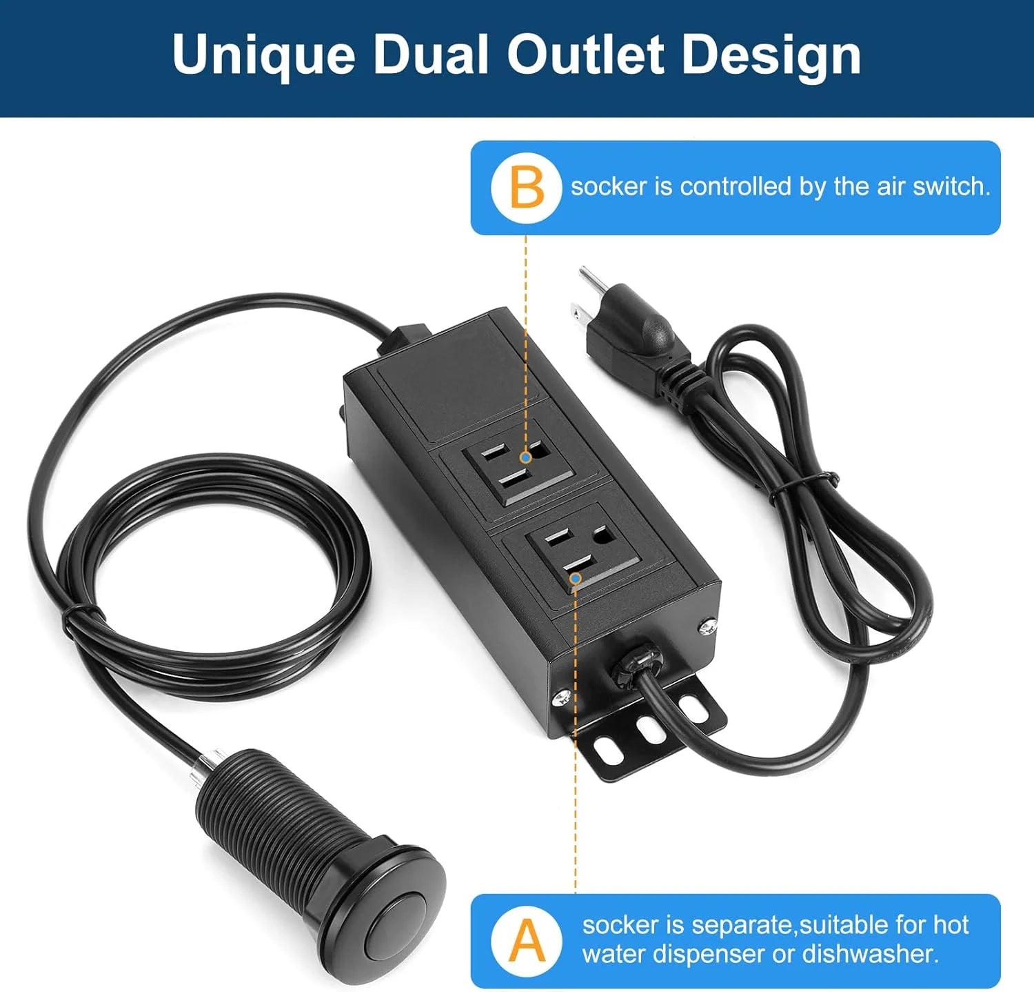 Black Stainless Steel Sink Top Air Switch Kit L7804
