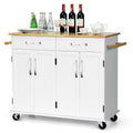 White Wood Top Rolling Kitchen Utility Cart F529